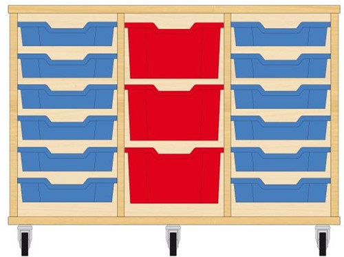 Storix Materiaalkast 81 wit, B1050xH684xD465 - laden blauw-rood-blauw