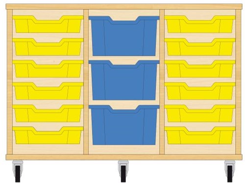 Storix Materiaalkast 81 wit, B1050xH684xD465 - laden geel-blauw-geel