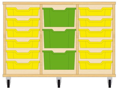 Storix Materiaalkast 81 wit, B1050xH684xD465 - laden geel-groen-geel