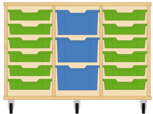 Storix Materiaalkast 81 wit, B1050xH684xD465 - laden groen-blauw-groen