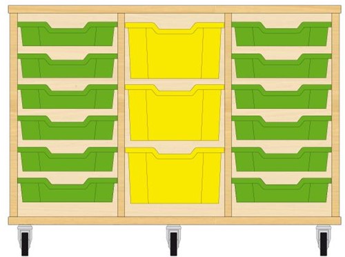 Storix Materiaalkast 81 wit, B1050xH684xD465 - laden groen-geel-groen