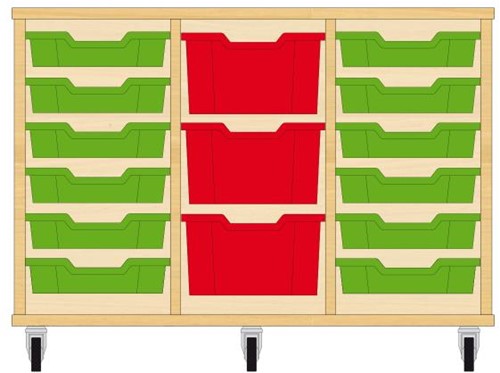 Storix Materiaalkast 81 wit, B1050xH684xD465 - laden groen-rood-groen
