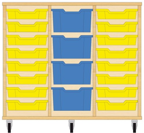 Storix Materiaalkast 81 wit, B1050xH856xD465 - laden geel-blauw-geel