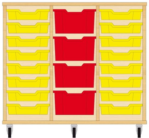 Storix Materiaalkast 81 wit, B1050xH856xD465 - laden geel-rood-geel
