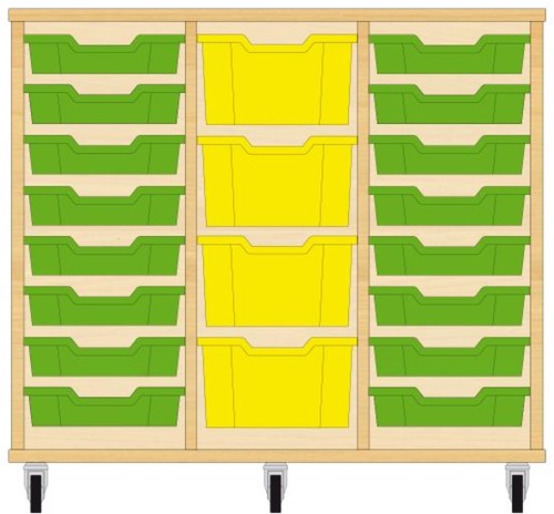 Storix Materiaalkast 81 wit, B1050xH856xD465 - laden groen-geel-groen