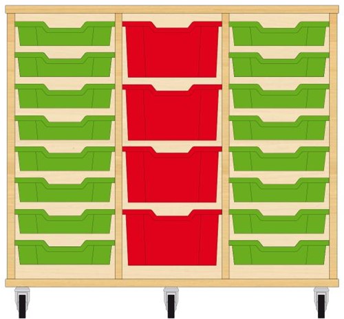 Storix Materiaalkast 81 wit, B1050xH856xD465 - laden groen-rood-groen