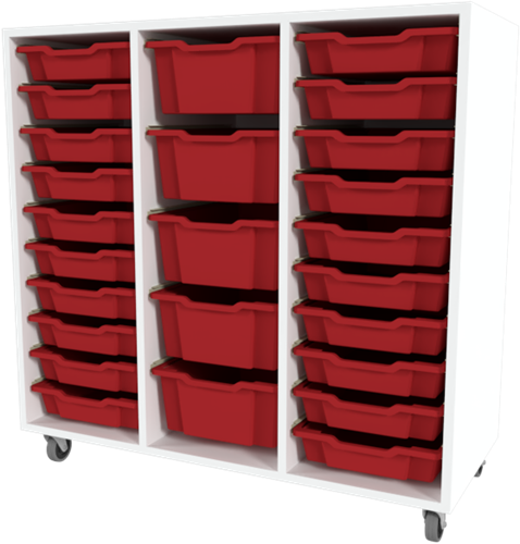 Storix Materiaalkast 81 wit, B1050xH1028xD465 - laden rood
