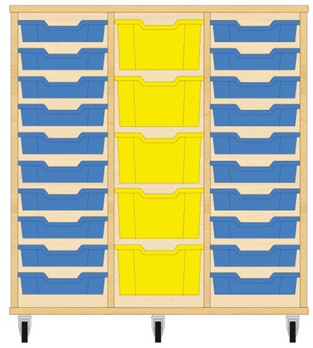 Storix Materiaalkast 81 wit, B1050xH1028xD465 - laden blauw-geel-blauw