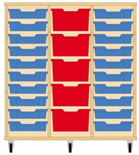 Storix Materiaalkast 81 wit, B1050xH1028xD465 - laden blauw-rood-blauw