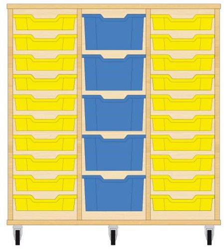 Storix Materiaalkast 81 wit, B1050xH1028xD465 - laden geel-blauw-geel