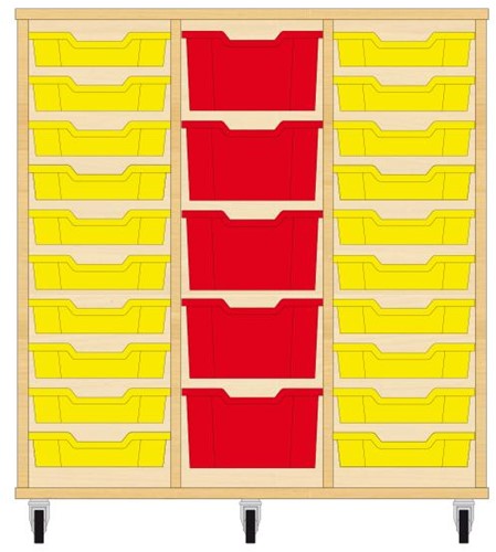 Storix Materiaalkast 81 wit, B1050xH1028xD465 - laden geel-rood-geel