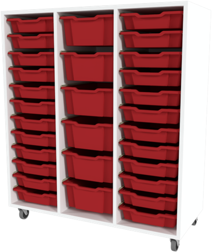 Storix Materiaalkast 81 wit, B1050xH1200xD465 - laden rood