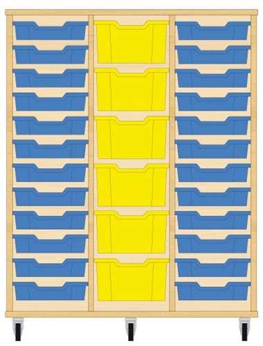 Storix Materiaalkast 81 wit, B1050xH1200xD465 - laden blauw-geel-blauw
