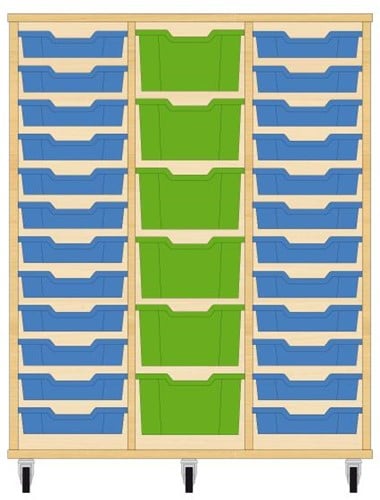 Storix Materiaalkast 81 wit, B1050xH1200xD465 - laden blauw-groen-blauw