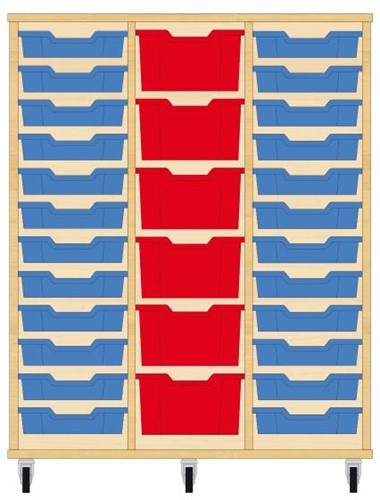 Storix Materiaalkast 81 wit, B1050xH1200xD465 - laden blauw-rood-blauw
