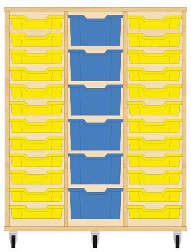 Storix Materiaalkast 81 wit, B1050xH1200xD465 - laden geel-blauw-geel