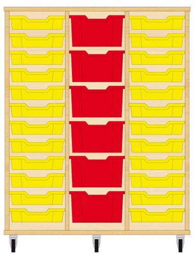 Storix Materiaalkast 81 wit, B1050xH1200xD465 - laden geel-rood-geel