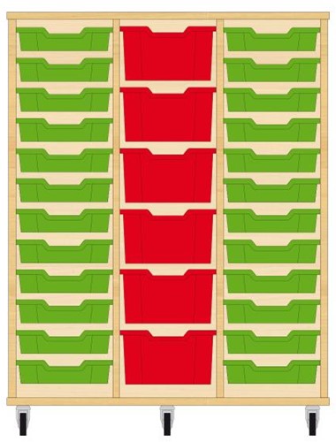 Storix Materiaalkast 81 wit, B1050xH1200xD465 - laden groen-rood-groen