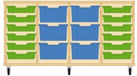 Storix Materiaalkast 91 wit, B1390xH684xD465 - laden groen-blauw-blauw-groen