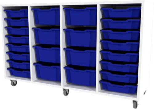 Storix Materiaalkast 91 wit, B1390xH856xD465 - laden blauw