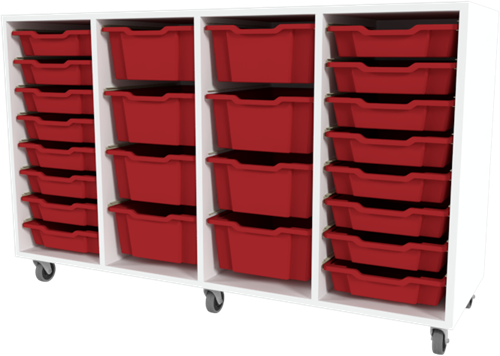 Storix Materiaalkast 91 wit, B1390xH856xD465 - laden rood