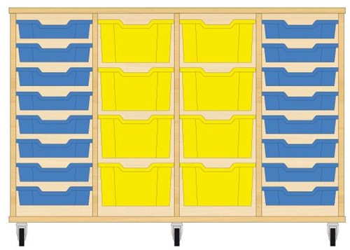 Storix Materiaalkast 91 wit, B1390xH856xD465 - laden blauw-geel-geel-blauw