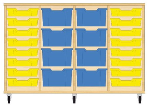 Storix Materiaalkast 91 wit, B1390xH856xD465 - laden geel-blauw-blauw-geel