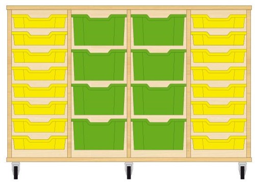 Storix Materiaalkast 91 wit, B1390xH856xD465 - laden geel-groen-groen-geel