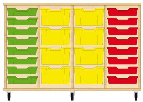 Storix Materiaalkast 91 wit, B1390xH856xD465 - laden groen-geel-geel-rood