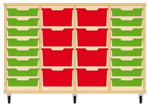 Storix Materiaalkast 91 wit, B1390xH856xD465 - laden groen-rood-rood-groen