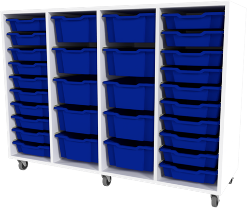 Storix Materiaalkast 91 wit, B1390xH1028xD465 - laden blauw