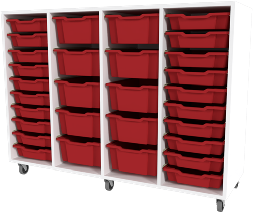 Storix Materiaalkast 91 wit, B1390xH1028xD465 - laden rood