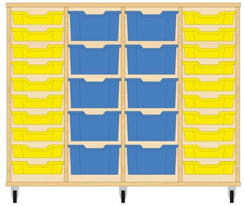 Storix Materiaalkast 91 wit, B1390xH1028xD465 - laden geel-blauw-blauw-geel