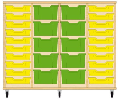 Storix Materiaalkast 91 wit, B1390xH1028xD465 - laden geel-groen-groen-geel