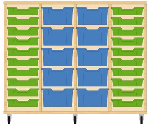 Storix Materiaalkast 91 wit, B1390xH1028xD465 - laden groen-blauw-blauw-groen