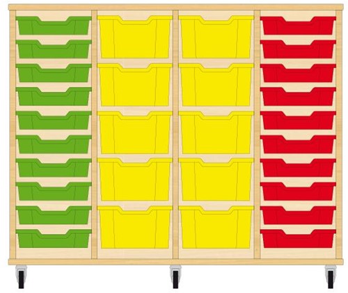 Storix Materiaalkast 91 wit, B1390xH1028xD465 - laden groen-geel-geel-rood