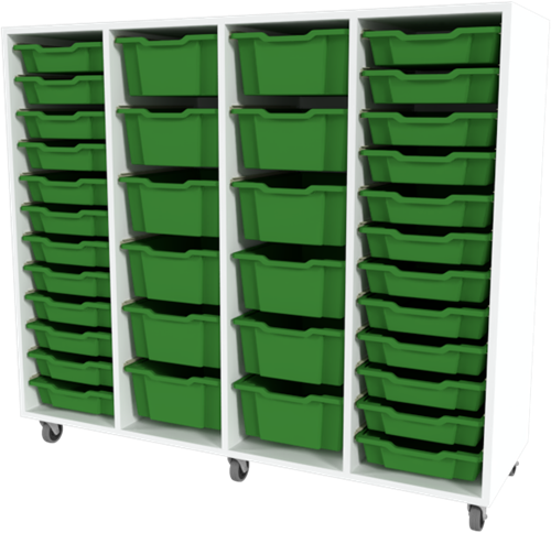 Storix Materiaalkast 91 wit, B1390xH1200xD465 - laden groen
