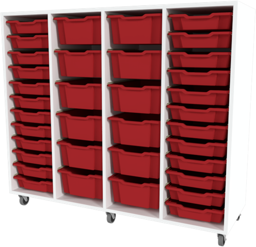 Storix Materiaalkast 91 wit, B1390xH1200xD465 - laden rood