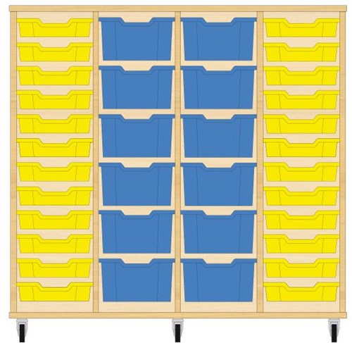 Storix Materiaalkast 91 wit, B1390xH1200xD465 - laden geel-blauw-blauw-geel