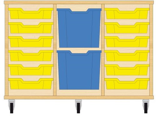 Storix Materiaalkast 82 wit, B1050xH684xD465 - laden geel-blauw-geel