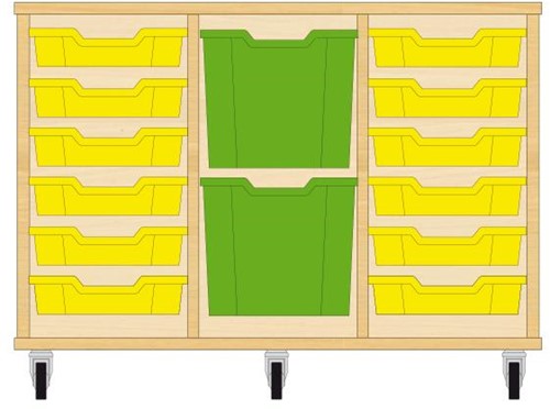 Storix Materiaalkast 82 wit, B1050xH684xD465 - laden geel-groen-geel