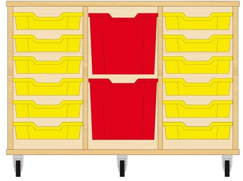 Storix Materiaalkast 82 wit, B1050xH684xD465 - laden geel-rood-geel