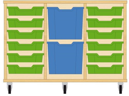 Storix Materiaalkast 82 wit, B1050xH684xD465 - laden groen-blauw-groen
