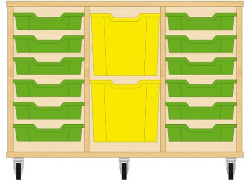 Storix Materiaalkast 82 wit, B1050xH684xD465 - laden groen-geel-groen