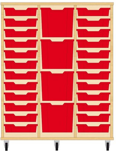 Storix Materiaalkast 82 wit, B1050xH1200xD465 - laden rood