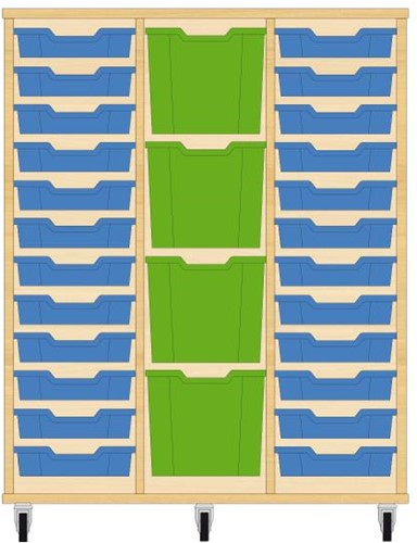 Storix Materiaalkast 82 wit, B1050xH1200xD465 - laden blauw-groen-blauw
