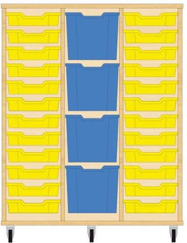 Storix Materiaalkast 82 wit, B1050xH1200xD465 - laden geel-blauw-geel
