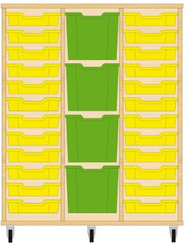 Storix Materiaalkast 82 wit, B1050xH1200xD465 - laden geel-groen-geel