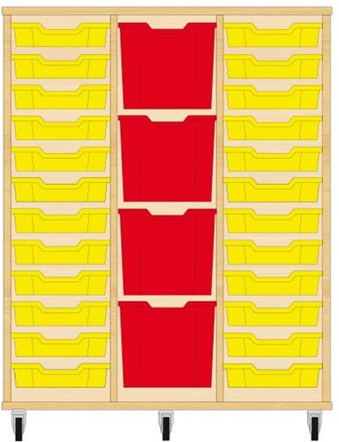 Storix Materiaalkast 82 wit, B1050xH1200xD465 - laden geel-rood-geel