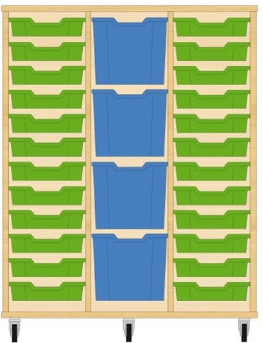 Storix Materiaalkast 82 wit, B1050xH1200xD465 - laden groen-blauw-groen